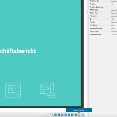 In the detail view of a file, the function for deleting the file is also available in the toolbar.