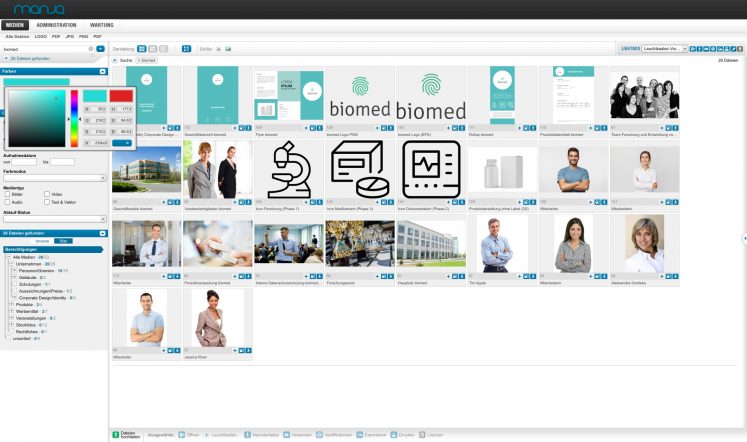 Für das optimale Finden von Dateien und Medien ist die multifunktionale Suche in unserem Digital Asset Management ein wichtiges und leistungsstarkes Werkzeug. Die Suche umfasst verschiedenste Such-Kombinationen und -Operatoren, Farbspektren, Medientypen, Dateiarten und vieles mehr.