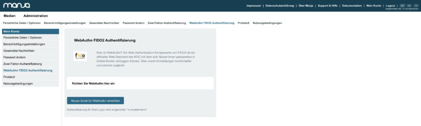 WebAuth (Fido2) Authentifizierung