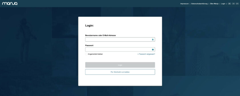 Login / Anmeldung in Manja